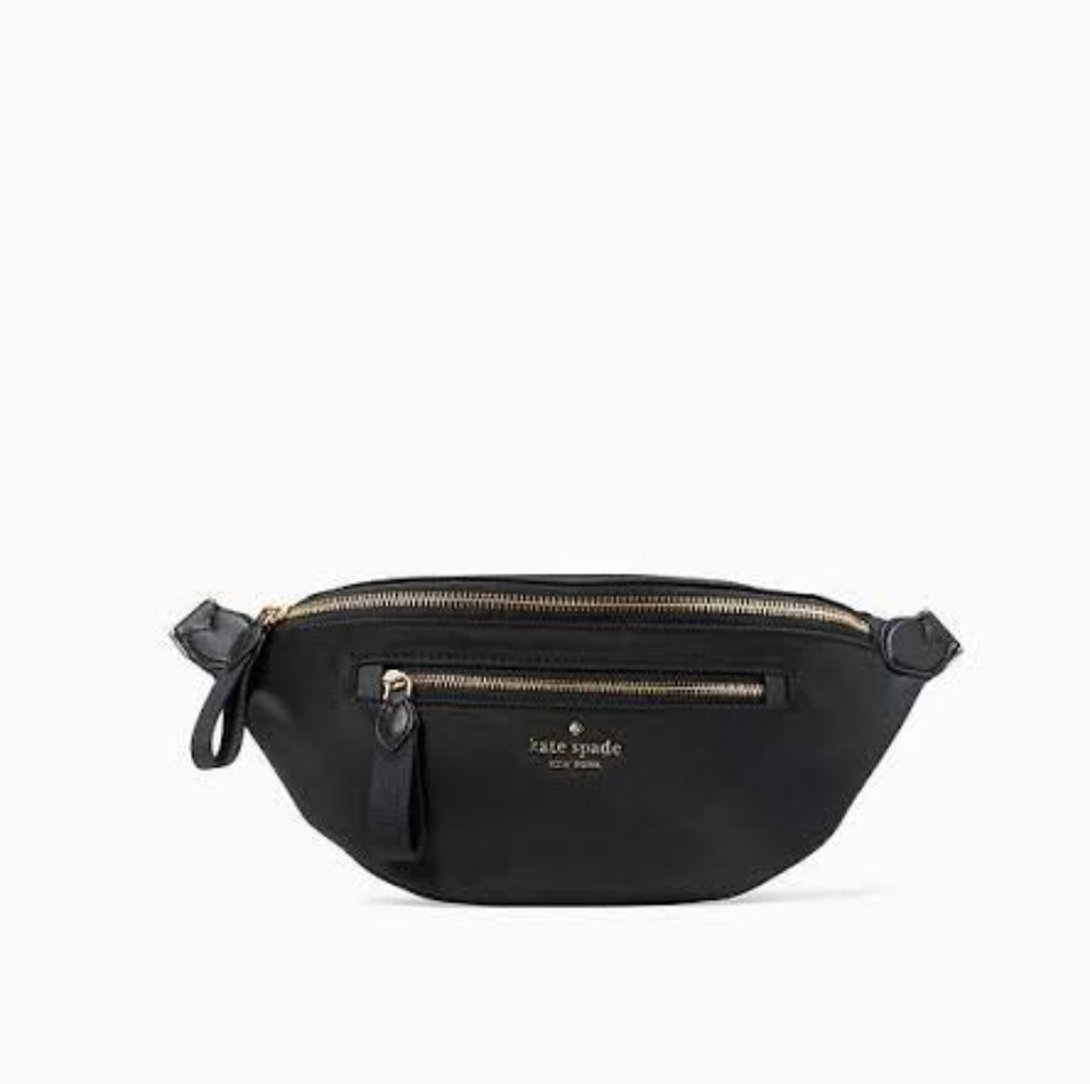 Kate Spade Black Belt Bag with Gold Accents